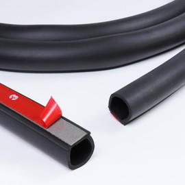 8Ft D-Shape Rubber Weather Stripping - 1/2" X 7/16" Car Door Seal Strip Hollow with Bulb Gasket Weatherstrip(Self-Adhesive) Soundproof for Automotive Door Window