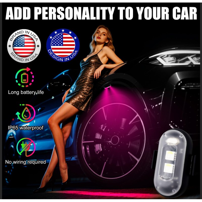 Wireless LED Lights for Car, Wireless Rock Lights with 8