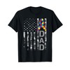 Autism Awareness Dad USA Flag Fathers day T-Shirt