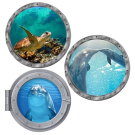 HAMILO Dolphin Sea Turtle Wall Stickers Interior Sea 3 Types Set