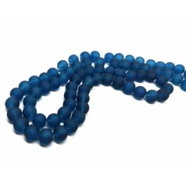 Beadsmith 12mm Prussian Blue Frosted Glass Round Beads – 15″ strand (40cm) Approx 34 beads