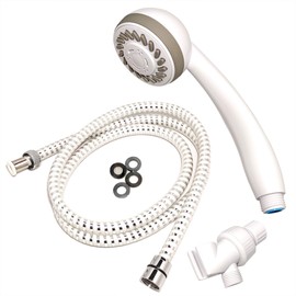 Aplha Set 3-Functions Handheld Shower with Pivot Ball Holder and 59 inch White and Silver PVC Flexible Hose