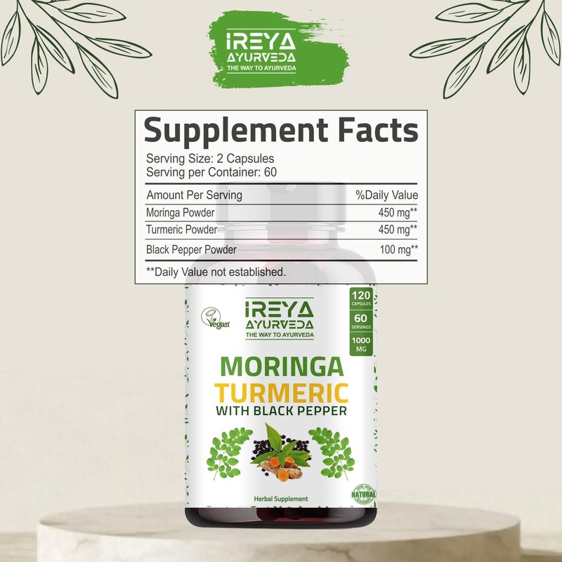 Moringa Oleifera Powder & Turmeric Root Powder with Black pepper