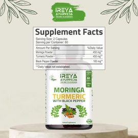 Moringa Oleifera Powder & Turmeric Root Powder with Black pepper 120 Capsules | Immunity & Metabolism Support, Joint and Digestive Support. Vegan, Gluten-Free and Non-GMO