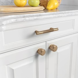 Asidrama 10 Pack 3 Inch(76mm) Champagne Bronze Cabinet Pulls Knurled Cabinet Handles Cupboard Handles Gold Kitchen Cabinet Hardware for Cupboard Drawer Handles Dresser Pulls