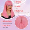 XCHJH Pink Bob Wig with Bangs Short Straight Wigs for
