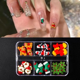 30pcs Christmas Nail Charms for Nail Art 3D Christmas Chrams for Women Girls Nails 3D Charms Jewels Jewelry for Nail Art Rhinestones Nails