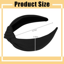 Ondder Black Headband Top Knot Headbands for Women Cloth Head Bands for Women’s Hair Wide Knotted Headbands for Women Non Slip Fashion Womens Headbands Cute Headbands for Girls