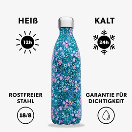 Qwetch - Originals Stainless Steel Insulated Flask 1 L Giverny - Thermos Flask 24 Hours Cold & 12 Hours Hot - Leak-Proof, BPA-Free, Reusable - Perfect for Sports, Travel, Office & Hiking