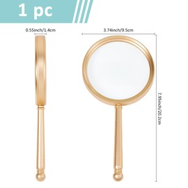 SUPERFINDINGS 10X Handheld Magnifying Glass Gold Magnifier with Aluminum Handle 85mm Shatterproof Lens Decorative Reading Magnifying Lens for Reading Close Work Inspection Seniors