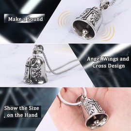 Lollanda 2Pcs Motorcycle Guardian Bell for Motorcycles, Angel Guardian Riding Bells with Chain, Luck Riding Bell for Man Husband (Style A)