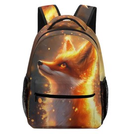 KAFFUL Fox Backpack for Girls Boys, Aesthetic Red Fox Bookbag, Cute Animal Backpack for Kids, Water Resistant Children Casual Daypack Travel Laptop Backpack, 16.5 Inch