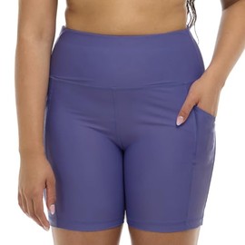 Body Glove Women's Standard Spin Elastic Waist Hybrid Swim Short with UPF 50, 6" Inseam, Iris Blue