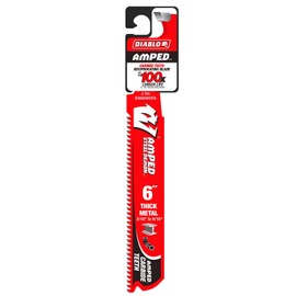 Diablo Amped Steel Demon Carbide Teeth Reciprocating Saw Blade for Thick Metal - 100x Longer Cutting Life - 6" Length, 8 TPI, 3-Pack - DS0608CFA3