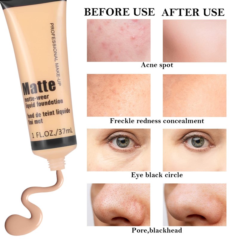 Boobeen Full Coverage Foundation - Concealer Liquid Foundation Matte Creamy