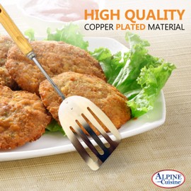 Alpine Cuisine Spatula with Wood Handle 10-Inches - Chrome Heat Resistant Kitchen Spatulas - Barbecue Spatulas Turner for Cooking - Dishwasher Safe