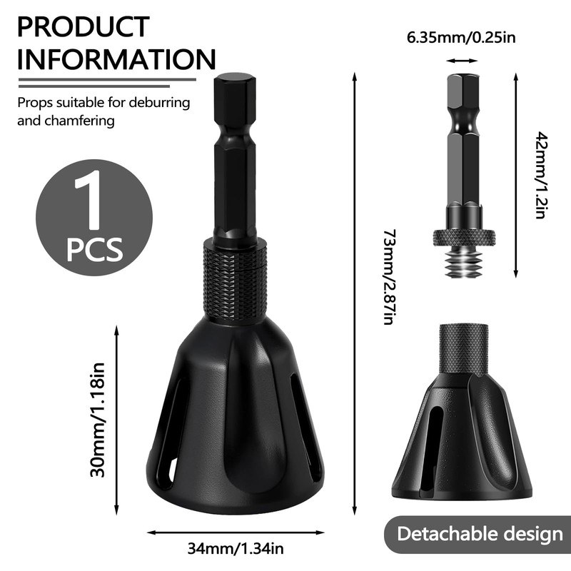 BangBoom Black Zinc Alloy Deburring External Chamfer Tool, 3/16"-1" (5mm-25mm)