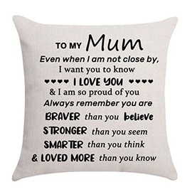 Aocaso Mum Gifts from Daughter Son, Mom Mama Mother Mum Cushion Cover Throw Pillow Cover, Birthday Gifts for Mother (mum-D)