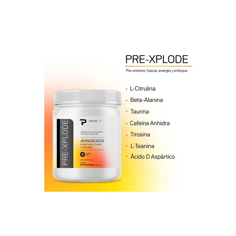 Pre Entreno Pre Xplode Primetech 30 servicios Pre Workout con