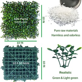 ODTORY Artificial Grass Wall Panel Backdrop,10" X 10" 12P(8.4 sqft) UV-Anti Greenery Boxwood Panels for Indoor Outdoor Green Wall Decor & Ivy Fence Covering Privacy