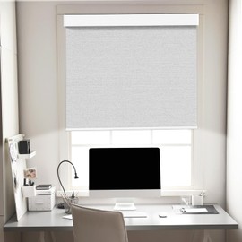 Blindify Blackout Roller Shades, Cordless Roller Blinds for Windows, Thermal Insulated Fabric Window Shades UV Protection for Home, Office, Bedroom, Door, White, 20" W x 72" H