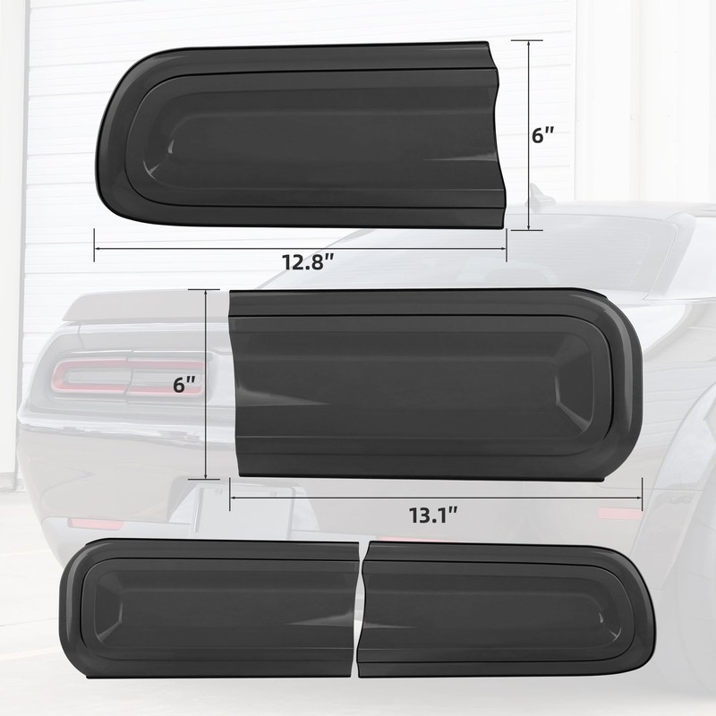 TENGBASE Smoked Tail Light Covers for Dodge Challenger 2015-2023, Black