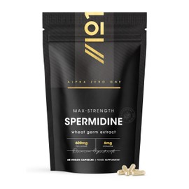 Spermidine Wheat Germ Extract – 600mg per Capsule - 6mg Spermidine High Strength Supplement – 60 Vegan Capsules (2 Months Supply) by Alpha01