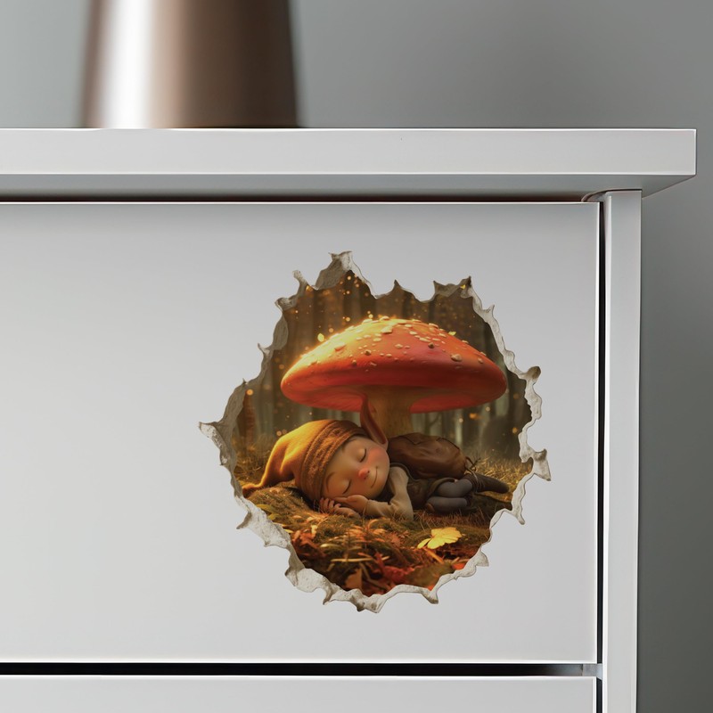 Sleeping Gnome - Wall Hole 3D Wall Sticker