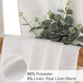 WelvetBLK Natural Curtains for Bedroom Living Room 72 Inches Long 2 Panels Set, Airy Linen Blend Textured Light Filtering Rod Pocket Door Curtain, Natural, 2 Pcs Each 40Wx72L Inch