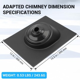 Aothotop Plastic Base Roof Flashing, Base 12" W x 15.5" L Roof Flashing, Pipe OD 1.5"-4", PP Pipe Flashing Boot, High Temp Roof Pipe Boot, Black