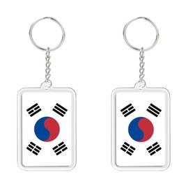 2 PCS Korea Flag Keychain,Korean Tag Keyring Key Chain for Car Motorcycle Auto