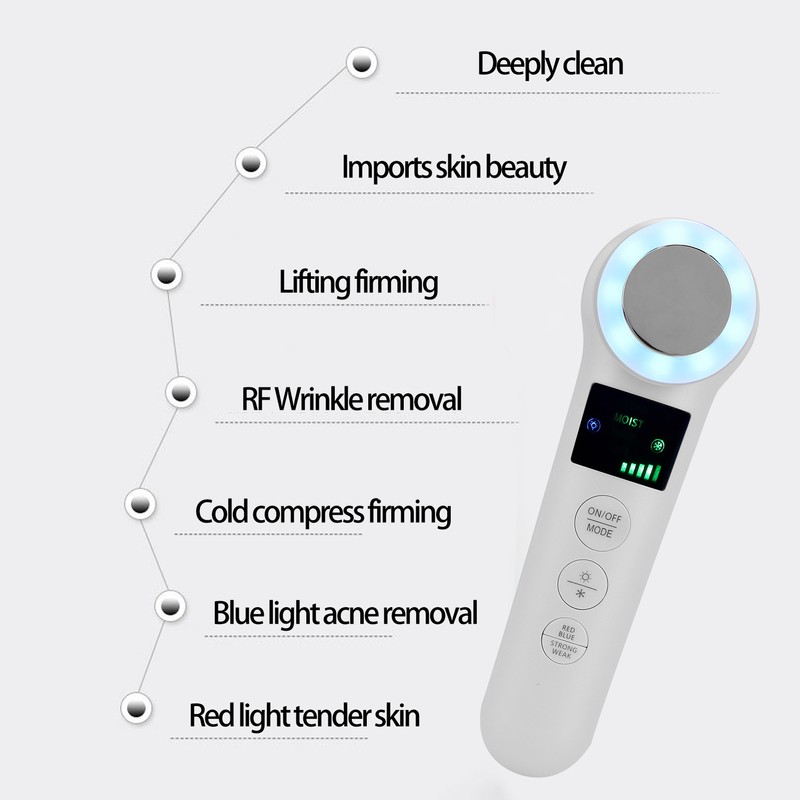 Hot Cold Face Massager Handheld Facial Vibration Massager Red Blue