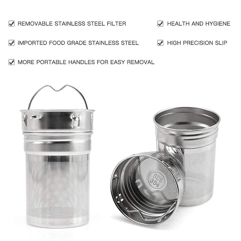 COMI Tea Bottle, 14 oz, Borosilicate Glass, Double Wall, Infuser