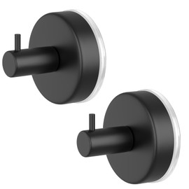 HUFEEOH Suction Cup Hooks for Shower, 2 Pack Wall Hooks Shower Towel Hook Towel Holder for Hanging, Removable Towel Suction Cup Hooks Bathroom Towel Hook for Towels (Black)