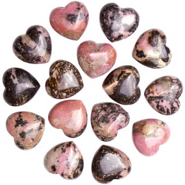 MAIBAOTA MAIBAOTA Rhodonite Crystal Heart Healing Crystals Gemstones Pocket Nature Spiritual Energy Gem Stones Set Gifts for Women Reiki Divination Balancing Yoga Meditation 10PCS