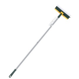 YHPDYL Push Brooms – 51” Adjustable Handle, 2-in-1 Scraper & Stiff Bristle Brush for Tile, Shower, Bathroom, Kitchen, Garage, Deck & Wall Cleaning – Heavy-Duty Scrubber for Tough Stains