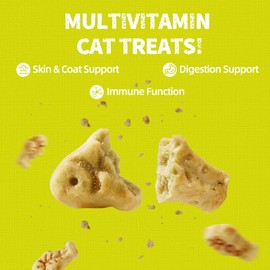 13.4 OZ Cat Multivitamin Chews - Crunchy Treats for Joint Support, Skin & Coat Health, Digestion & Immune Support - Vitamins & Supplements Biscuits for Cats