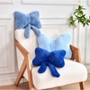 XVTRU Dusty Blue Bow Pillow, Soft Bow Decorative Pillows with