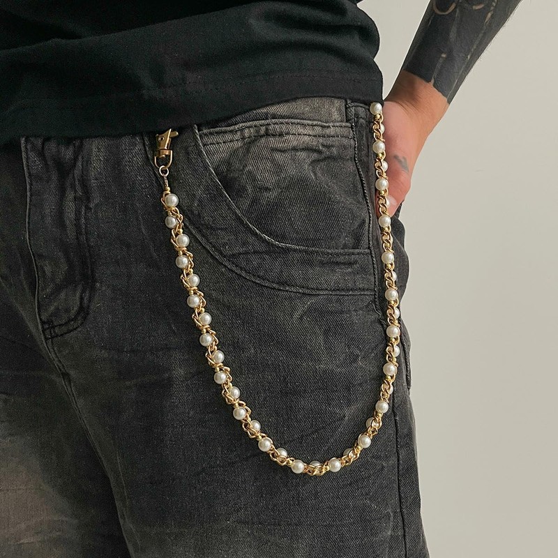 Pearl Wrap Pants Chain - Hip Hop Jeans Dangle Wallet
