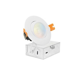 ASD LED Recessed Lighting 4 Inch Gimbal with Junction Box 12W 900 Lm Dimmable LED Directional Spotlight 3000K 4000K 5000K Multi Color Selectable Temperature Eyeball with Jbox IC Rated Energy Star ETL