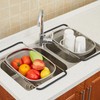Over The Sink Colander Stainless Steel Telescopic Strainer Basket Rubber