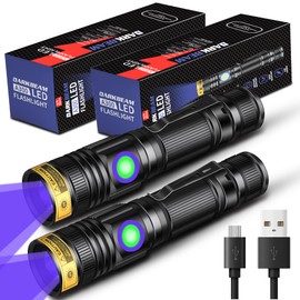 DARKBEAM UV Taschenlampe Schwarzlicht Aufladbar, Woodsche Lampe Schwarzlichttaschenlampen Ultraviolett LED Licht 365nm Mini Hand, im Taschenformat Clip, Heimtierurindetektoren, Harzaushärtung, 2-Pack