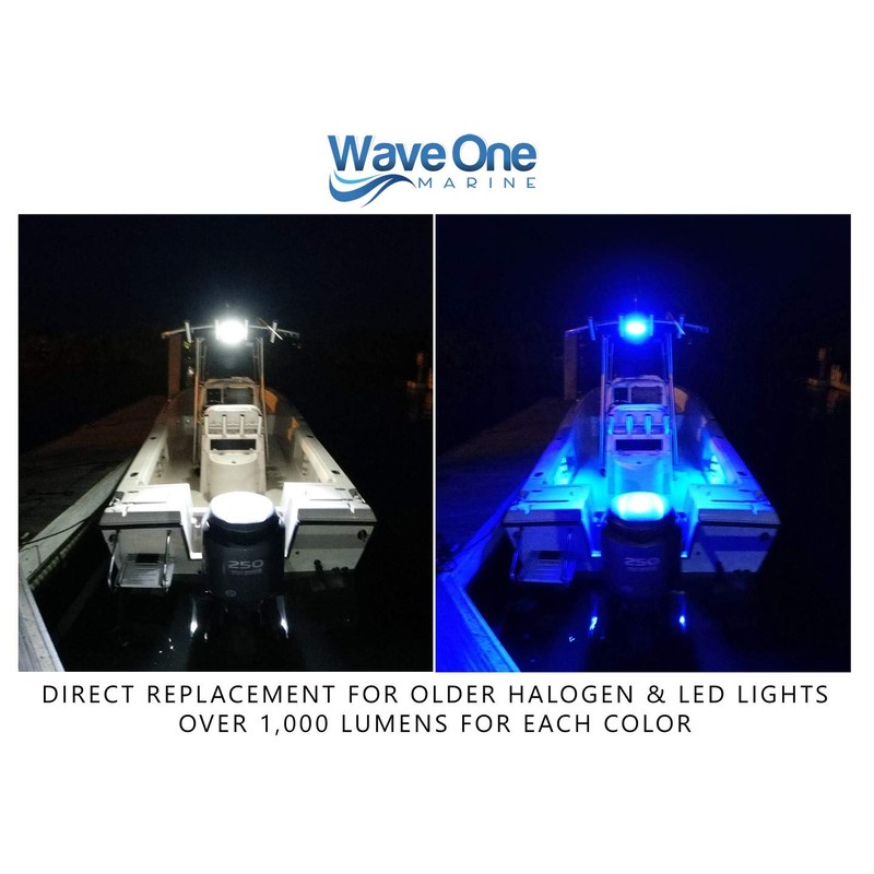 Wave One Marine Dual Color LED Boat Spreader Light Deck