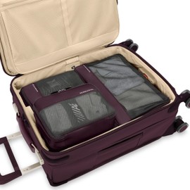 Briggs & Riley Carry On Compression Packing Cube Set- Bag Organizer for Suitcase & Luggage, Travel Essentials for Women & Men, Pack Accessories for Vacation, Maximize Storage - Baseline, 3-Piece, Plum
