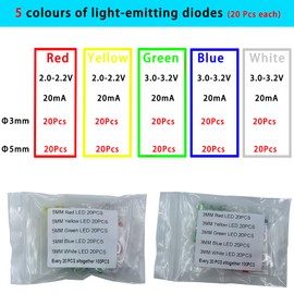 Nodehawk 1800 Pcs Electronic Components Kit - 7 Types LED Diodes, Resistors, Capacitors, Ceramic Capacitors, Transistors, Diodes - for DIY Projects, Electronics Hobbyists