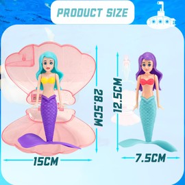 Pool Mermaid Diving Toys with Glitter Pink Shell,Mermaid Sinkers for Kids Swimming Pool Toys,Girls Little Mermaids Bath Toy Swim Dive toy Set for Kids Aged 5+ Diving Game Underwater Training Water Toy