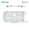 Serene Valley Sink Bottom Grid 25-1/4" X 12-1/2“, Rear Drain