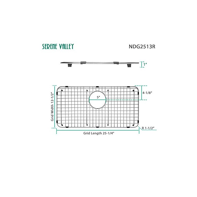 Serene Valley Sink Bottom Grid 25-1/4" X 12-1/2“, Rear Drain