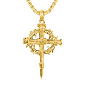 Lattd Nail Cross Necklace 18k Gold Plated over 925 Sterling Silver Christian Cross Pendant Religious Jewelry Gift for Men Women Boy Birthday Valentines Christmas Gifts