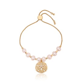 Ettika Gold Bracelets. Bracelet For Women, Sand Dollar Adjustable Bracelet 18k Gold Plated Chain. Jewelry. Birthday Gifts For Women